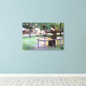 Woman on a Bench (by Edwin Austin Abbey) キャンバスプリント (インサイチュ (ウッドフロア))