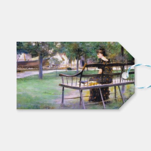 Woman on a Bench (by Edwin Austin Abbey) ギフトタグ (正面(横))