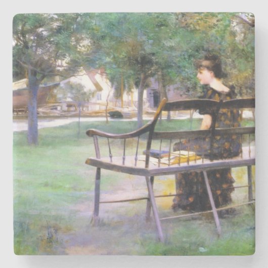 Woman on a Bench (by Edwin Austin Abbey) ストーンコースター (正面)