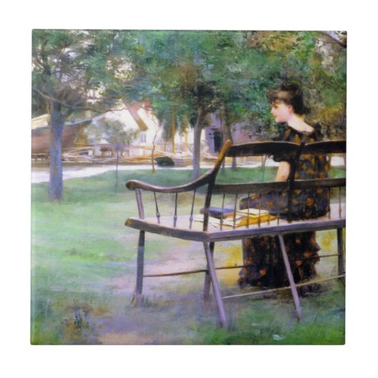 Woman on a Bench (by Edwin Austin Abbey) タイル (正面)
