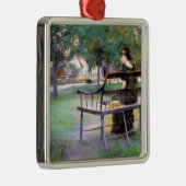 Woman on a Bench (by Edwin Austin Abbey) メタルオーナメント (右)