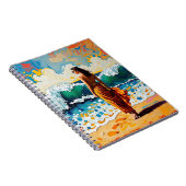 Woman on Beach Abstract Seaside Art ノートブック (右側)