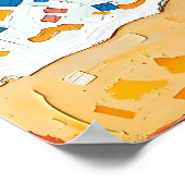 Woman on Beach Abstract Seaside Art  ポスター (角)