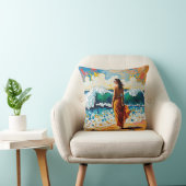 Woman on Beach Abstract Seaside Art Personalized クッション (椅子)