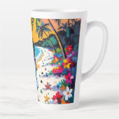 Woman on Beach Tropical Scene カフェラテマグ (右)