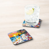 Woman on Beach Tropical Scene コースター (右側)