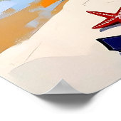 Woman on Beach Tropical Scene ポスター (角)