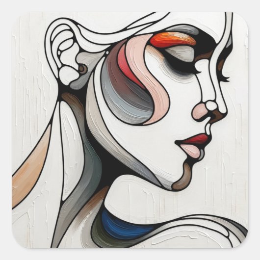 Woman on Canvas – Abstract Expression Concept スクエアシール (正面)