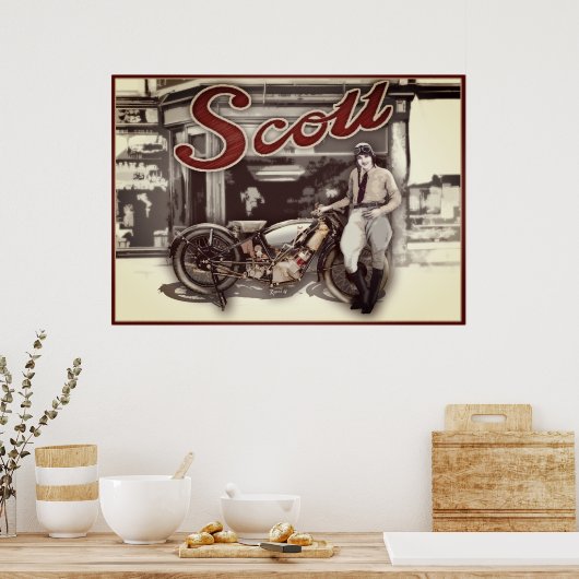 woman on motorcycle ポスター (キッチン)