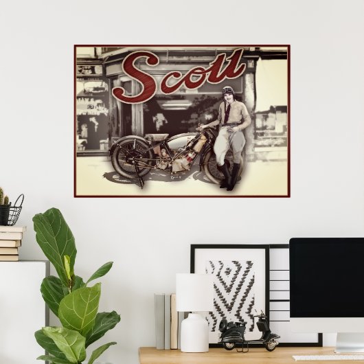 woman on motorcycle ポスター (ホームオフィス)