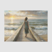 Woman on Pier at Sunset Decoupage 薄葉紙 (正面)