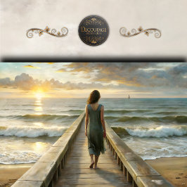 Woman on Pier at Sunset Decoupage 薄葉紙