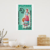 Woman Pilipinas 1960s-70s Postage Stamp - Vintage ポスター (キッチン)