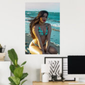 Woman Posing By The Seaside ポスター (ホームオフィス)