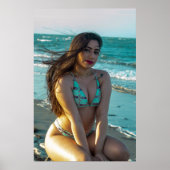 Woman Posing By The Seaside ポスター (正面)