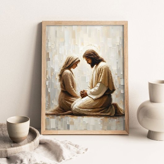 Woman Praying with Jesus, Christian Art, Jesus and ポスター