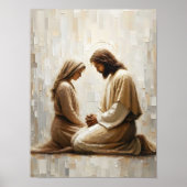 Woman Praying with Jesus, Christian Art, Jesus and ポスター (正面)