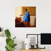 Woman reading a letter by Johannes Vermeer ポスター (ホームオフィス)