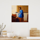 Woman reading a letter by Johannes Vermeer ポスター (キッチン)
