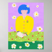 Woman reading in the garden ポスター (正面)