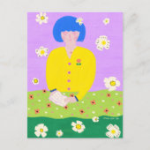 Woman reading in the garden ポストカード (正面)