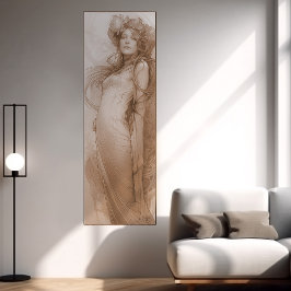 Woman Red Crayon Study Alphonse Mucha Belle Epoche ポスター