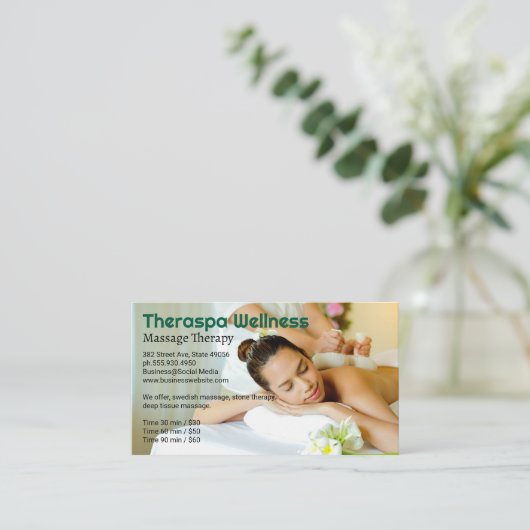 Woman Relaxing at Spa | Massage Session 名刺 (スタンド正面)