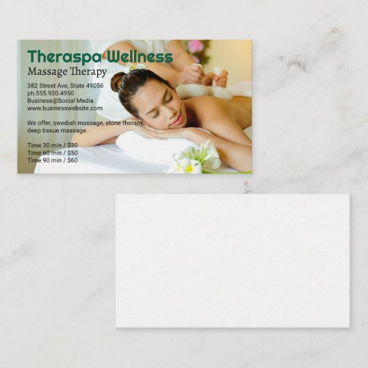 Woman Relaxing at Spa | Massage Session 名刺 (正面/裏面)