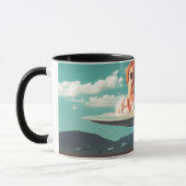 Woman Relaxing on UFO in Desert マグカップ (左)