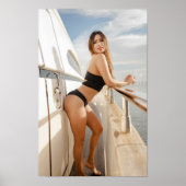 Woman Relaxing On Yacht ポスター (正面)