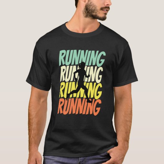 Woman Running Groovy Marathon Runner Running Racin Tシャツ (正面)