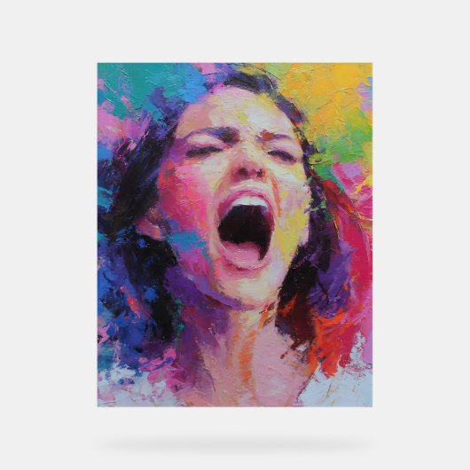 Woman Shouting Abstract Colors Expressive Acrylic  アクリルサイン (正面)