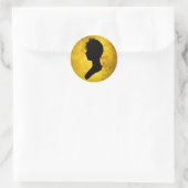 "Woman Silhouette on 金ゴールド"シール ラウンドシール (バッグ)