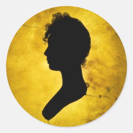 "Woman Silhouette on 金ゴールド"シール ラウンドシール (正面)