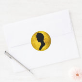 "Woman Silhouette on 金ゴールド"シール ラウンドシール (封筒)