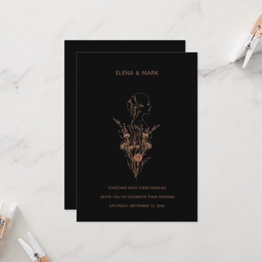 Woman Silhouette Wedding Invitation 招待状 (正面/裏面インサイチュ)