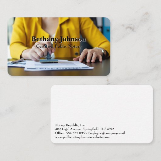 Woman Stamping Documents | Public Notary  名刺 (正面/裏面)