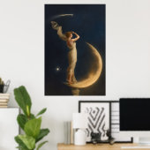 Woman Standing On A Crescent Moon ポスター (ホームオフィス)