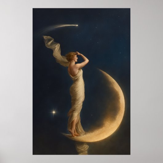 Woman Standing On A Crescent Moon ポスター (正面)