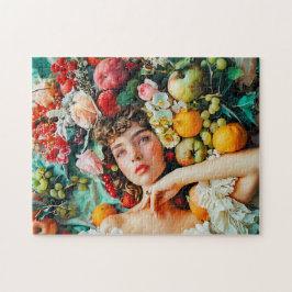 Woman surrounded by fruits and blossoms ジグソーパズル
