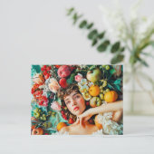 Woman surrounded by fruits and blossoms ポストカード (スタンド正面)