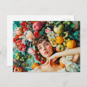Woman surrounded by fruits and blossoms ポストカード (正面/裏面)