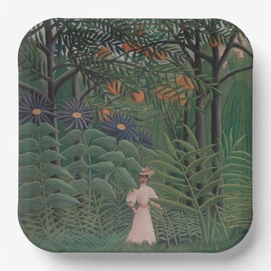 Woman Walking in an Exotic Forest, Henri Rousseau ペーパープレート (正面)