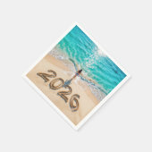 Woman Walking On a 2026 Beach スタンダードカクテルナプキン (角)