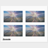 Woman Walking Toward Glowing Cross – Faith Journey 長方形シール (シート)