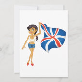 Woman Waving A Union Jack Flag Invitation 招待状 (正面)