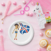 Woman Waving A Union Jack Flag Paper Plates ペーパープレート (パーティー)