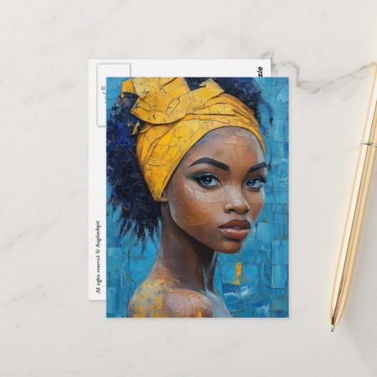 Woman Wearing Yellow ポストカード (正面/裏面インサイチュ)