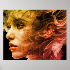 Woman with a 1974 Vibe on a Square Wall ポスター