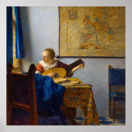 Woman with a lute by Johannes Vermeer ポスター